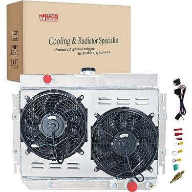 Imagem de HonorPower Radiador de núcleo de 3 fileiras para Chevy 63-68 Bel Air/Biscayne/Impala/ 67-68 Caprice/64-65 Chevelle/59-65 El Camino/ 59-61 Kingswood, todos os radiadores de alumínio AA5052 + 2 x