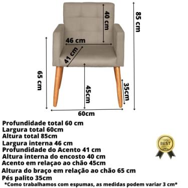 Imagem de Kit 3 Poltronas Cadeira Decorativa reforçada para Recepção Salão Clientes (Cappuccino)