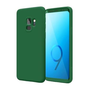 Imagem de EUAGVQY Capa para Galaxy S9 Samsung S9, capa de silicone líquido com proteção total do corpo forro de microfibra macia antiarranhões à prova de choque capa protetora para Samsung Galaxy S9, verde