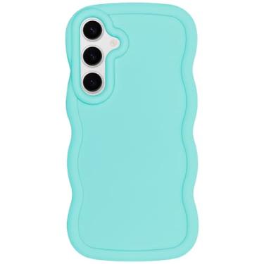 Imagem de WOGROO Capa Slim Fit para Samsung Galaxy A14 5G/4G, moldura ondulada, capa protetora fina de TPU macio para mulheres, ciano claro