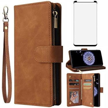 Imagem de Asuwish Capa tipo carteira compatível com Samsung Galaxy S9 Plus, protetor de tela de vidro temperado e porta-cartões, acessórios de celular, capas de celular para Glaxay S9+ 9S 9+ S 9 9plus S9plus