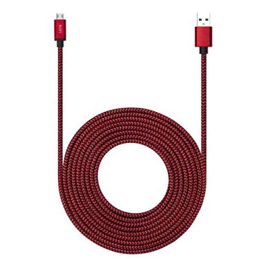 Imagem de Cabo micro USB de 3 m com carregamento rápido, cabo de carregador trançado de nylon extra longo e extremamente durável para Galaxy S7/S6/J8/J7 Note 5, Kindle, LG, PS4, câmera, Xbox One e mais, Vermelho