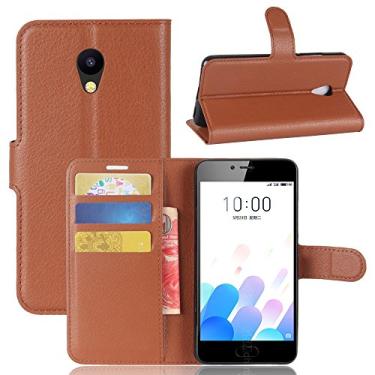 Imagem de Capa MEIZU M5C – Capa carteira com suporte de couro PU Manyip para MEIZU M5C, capa de proteção de telefone estilo empresarial, capa com [compartimentos para dinheiro e cartão]
