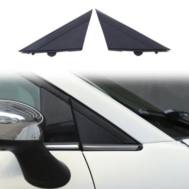 Imagem de Moldura de bandeira de espelho de porta de carro compatível com Fiat 500 2010-2024 preto esquerdo motorista direito lado do passageiro espelho retrovisor triângulo acessórios molduras