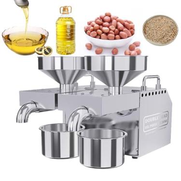 Imagem de CNAOHGHN Máquina automática de prensa de óleo de cabeça dupla 1600w, prensa de óleo automática, prensa a frio/quente, sistema operacional duplo separado, controle numérico inteligente, 6-12 kg/H, para