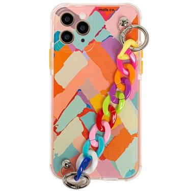 Imagem de Capa Capinha iPhone 11 PRO Colorida Grafitte Arco Iris Abstrato Alça C