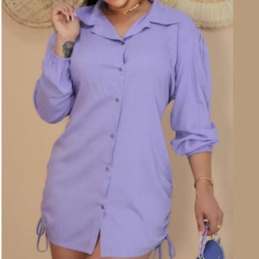 Imagem de Camisa Chemise Manga Longa Feminina com Elastico na Cintura - Mclube, 