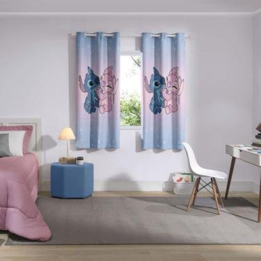 Imagem de Cortina Infantil com Blackout PVC Stitch Love Bella Janela 2,40x1,70 -