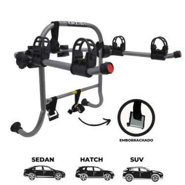 Imagem de 06 - Transbike Suporte para 2 bicicletas Prata tira Preta Sedan Hatch 