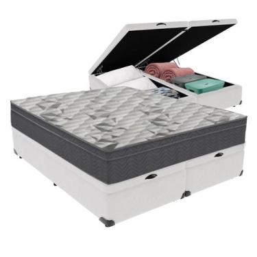 Imagem de Cama Box Baú Bipartido Queen Branco e Colchão Airtech 100 D33 Ortobom