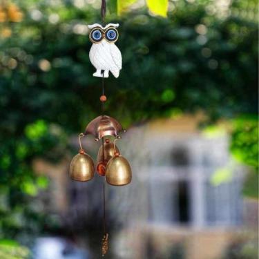 Imagem de Sino Dos Ventos Mensageiro Dos Ventos Coruja Branca - Althea Arte Deco