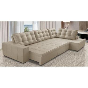 Imagem de Sofá de Canto Retrátil e Reclinável com Molas 3,40x2,00 LD Jacke Suede