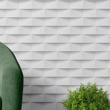 Imagem de Papel De Parede 3D Tijolos Branco e Cinza Autocolante 2,50M Quarto Sal