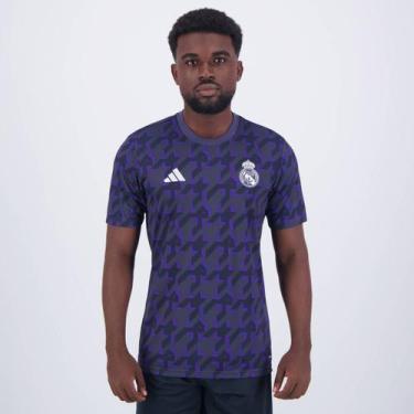 Imagem de Camisa Adidas Real Madrid Pré Jogo Cinza e Roxo, M