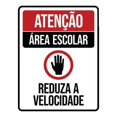 Imagem de Placa Atenção Área Escolar Reduza Velocidade 36X46 - Sinalizo