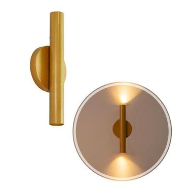 Imagem de Arandela Tubo Cilindro 30cm 2 Fachos Dourada P/ 2 MR11 ST2773 - Starlu