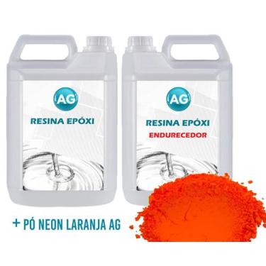 Imagem de Resina Epóxi 1Kg + Pó Neon Laranja Ag Media Espessura 1Cm A - Resinas 