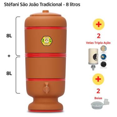 Imagem de Filtro de Barro para Água São João Tradicional 8 L + 2 Velas Tripla Aç