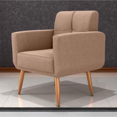 Imagem de Poltrona Decorativa para Sala Lilian Boucle Marrom - Mais de Casa