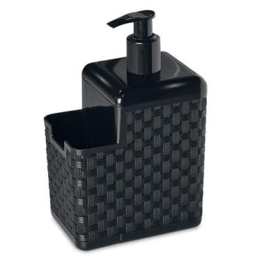Imagem de Porta Detergente e Esponja Com Bico Dosador Rattan Preto 25775 Arqplas