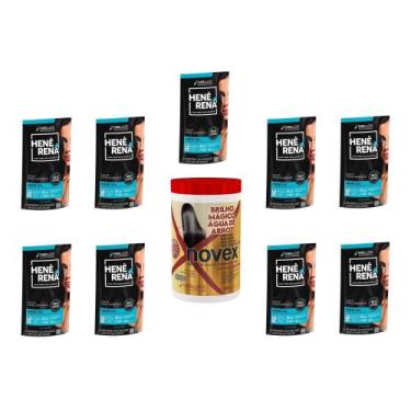 Imagem de Hene Em Gel Rena Preto Natural 09x180gr Pouch+Brilho Magico Agua Arroz