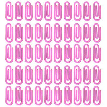 Imagem de Clips 2,5cm Prendedor Colorido Rosa Neon Para Escola Com 500 Unidades 
