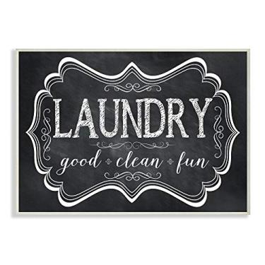 Imagem de Stupell Home Décor Laundry Good Clean Fun Arte de placa de parede com aparência de giz, 25,4 x 1,3 x 38,5 cm, feito com orgulho nos EUA