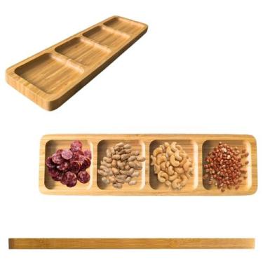 Imagem de Petisqueira Bandeja de Bambu Retangular 4 Divisórias 33cm - Worldclass