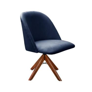 Imagem de Poltrona Decorativa Gaia Cadeira Pé Giratório Madeira Sala, Escritório