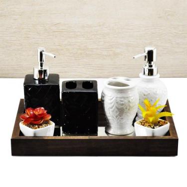 Imagem de Bandeja -M TRADICIONAL- Lavabo Banheiro Espelhada Pés Silicone Madeira