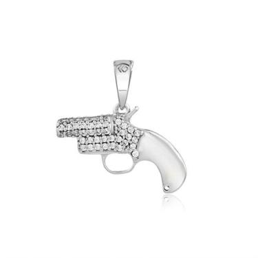 Imagem de Pingente Flare Gun Cravejado 20 mm Prata Polida - Hera Gamers