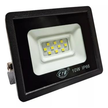 Imagem de Refletor Led 10w Corpo Preto Ip66 Holofote Branco Frio - Lt Leds