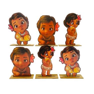 Imagem de Kit Display de Mesa 6 Peças Para Festa Moana Baby MDF - Juju Brasil