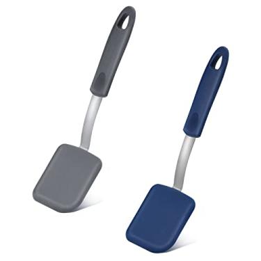 Imagem de KINBOM 2 espátulas pequenas de silicone para biscoitos, conjunto de mini espátulas de silicone resistentes ao calor, espátula flexível de cozinha antiaderente, utensílios de cozinha de silicone para