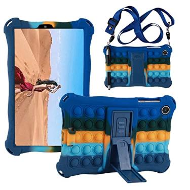 Imagem de Misenya Capa para tablet Lenovo M8 4th TB-300FU de 8 polegadas com cordão/caneta Stylus/suporte de caneta macia multi-ângulo para Lenovo M8 4th TB-300FU (azul escuro colorido)