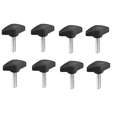 Imagem de Boxonly Puxador de aperto Puxadores de parafuso para tornos equipamentos mecânicos instrumentos e equipamentos industriais Puxador de aperto rosqueado em forma de T M6 x 35 mm 8 peças