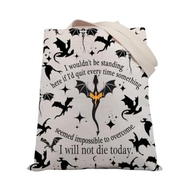 Imagem de BDPWSS Fourth Wing Gift Fourth Wing Fantasy Reader Tote Bag Basgiath War College Gift I Will Not Die Today Dragon Rider Gift, Not Die Today Tg, Medium