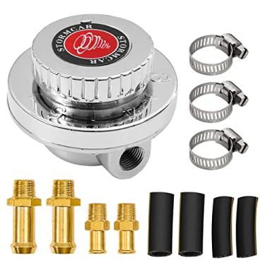 Imagem de TEMSONE Kit de regulador de pressão de combustível ajustável manual universal 1-5 Psi bomba de combustível regulador de pressão FPR para motor de carburador com adaptadores de 8 mm 10 mm