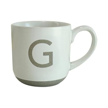 Imagem de COLLECTIVE HOME - Caneca de cerâmica, design de letra maiúscula, textura de arenito fosco, minimalista e elegante, 425 g, perfeita para presentes personalizados (G)