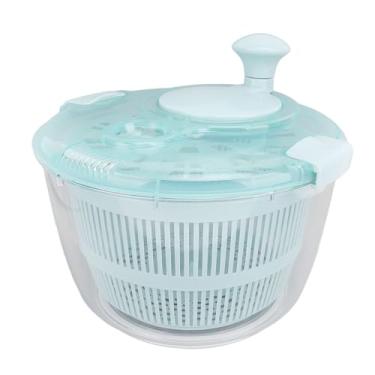 Imagem de Spinner de Salada, 5L Salad Spinner PP Silicone Lake Blue Manual Salad Washer Spinner, Wash Spin Dry One Hand Operate Salad Spinner para Legumes Frutas Alface