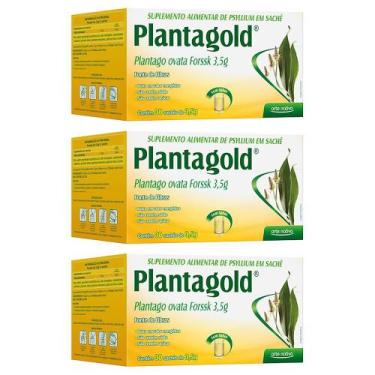 Imagem de 3x Planta Gold Psyllium Plantago Ovata rico em Fibras sem sabor 30 sac