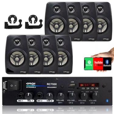 Imagem de Receiver Som Ambiente Mic Bluetooth Rc7000 + 8 Caixas 55w - E-TECH