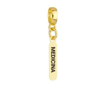 Imagem de Berloque Plaquinha Medicina Banhado a Ouro 18k - Work Semijoias