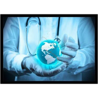 Imagem de Quadro Decorativo Medicina Corpo Humano Fisiologia E Tecnologia Com Mo