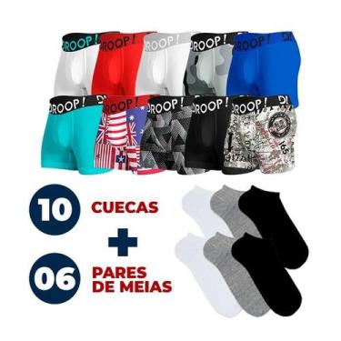 Imagem de Kit 10 cuecas 6 meias Droop! Adulto, P