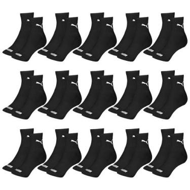Imagem de Kit 15 Pares de Meias Puma Cano Médio Esportiva Masculino, Preto, 39-4