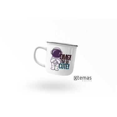 Imagem de Caneca astronauta geek retrô esmaltada de aluminio - Xtemas