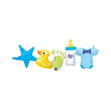 Imagem de Balão de Festa Microfoil 41" 104cm - Baby Boy Guirlanda  - 1 unidade -