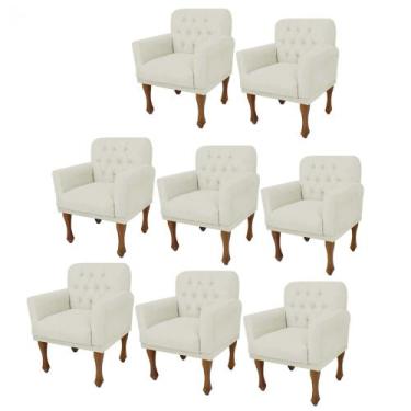 Imagem de Kit 08 Poltrona Cadeira Decorativa  Mona com Strass Sala de Estar Rece