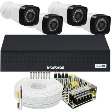 Imagem de Kit 4 Cameras Segurança Hd Dvr Intelbras mhdx 4ch S/hd